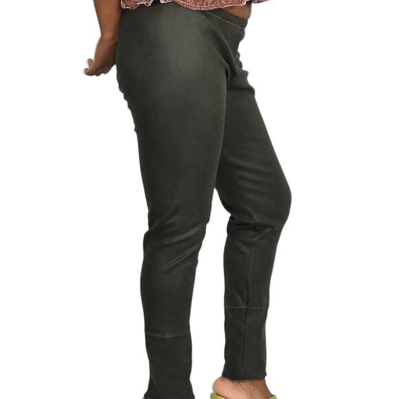 Pete Greta Myra Leggings Green Faux Suede Stretch Slouchy Johnny Was Size Small - Picture 7 of 15